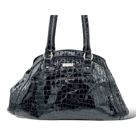 COLE HAAN XL Black Reptile Embossed Patent Leather Tote Bag - Picture 3 of 16